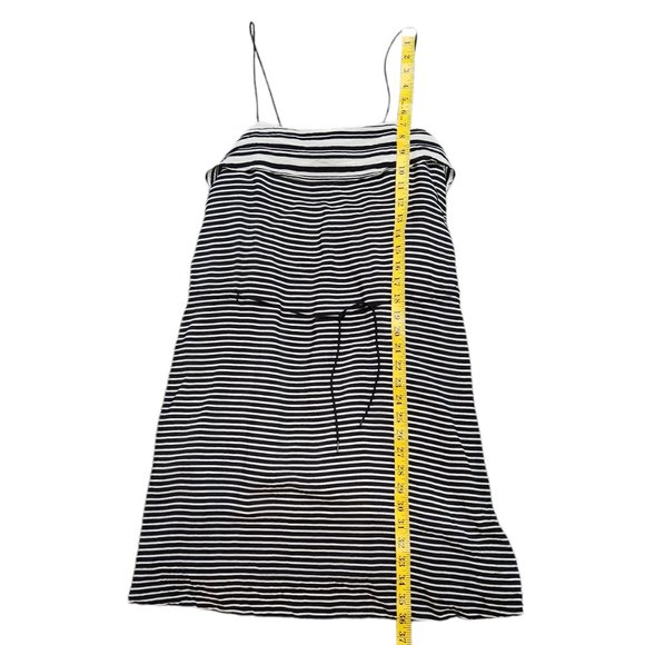 Madewell Black/White Silk Striped Drawstring Tie at Waist dress 6 - Picture 4 of 7